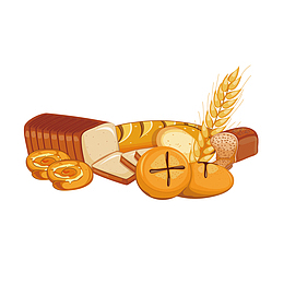 矢量手绘黄色面包