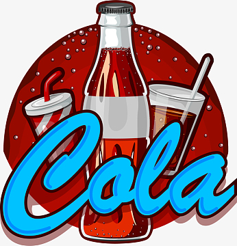 卡通手绘可口可乐装饰标签