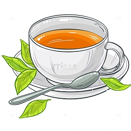 一杯绿茶矢量插画