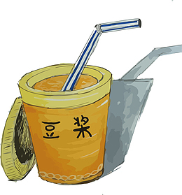 买豆浆手绘卡通素材-买豆浆png图片下载-觅元素