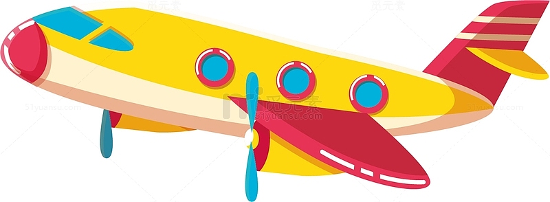 矢量图水彩黄色飞机
