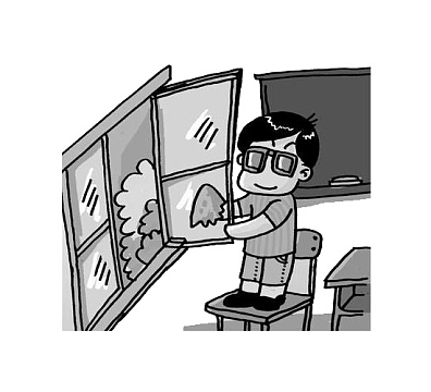 小朋友擦窗户图案