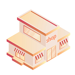 扁平化2.5D立体超市SHOP免抠图PNG