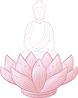 手绘佛教粉色莲花