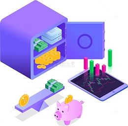 2.5D立体金融理财投资证券插画
