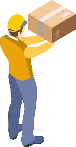 卡通手绘收快递立体插画