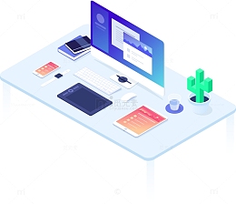 商务信息技术2.5D矢量插画