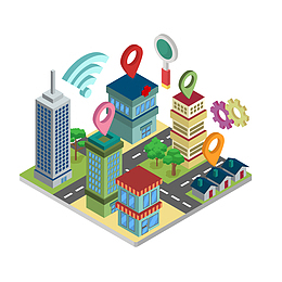 创意立体智慧城市建筑矢量
