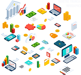 科学电子图表2.5D立体插画矢