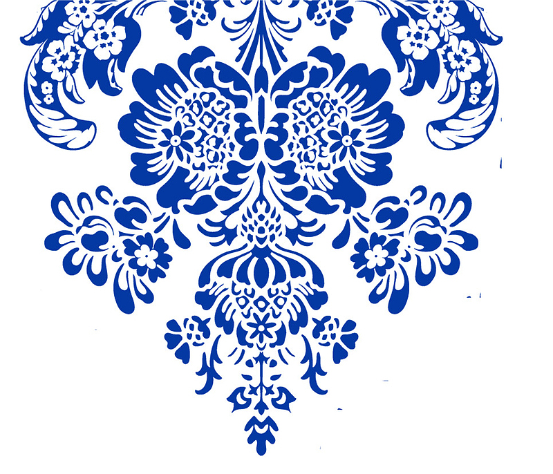 蓝色青花瓷中国风复古花纹