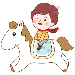 卡通手绘骑马的女孩