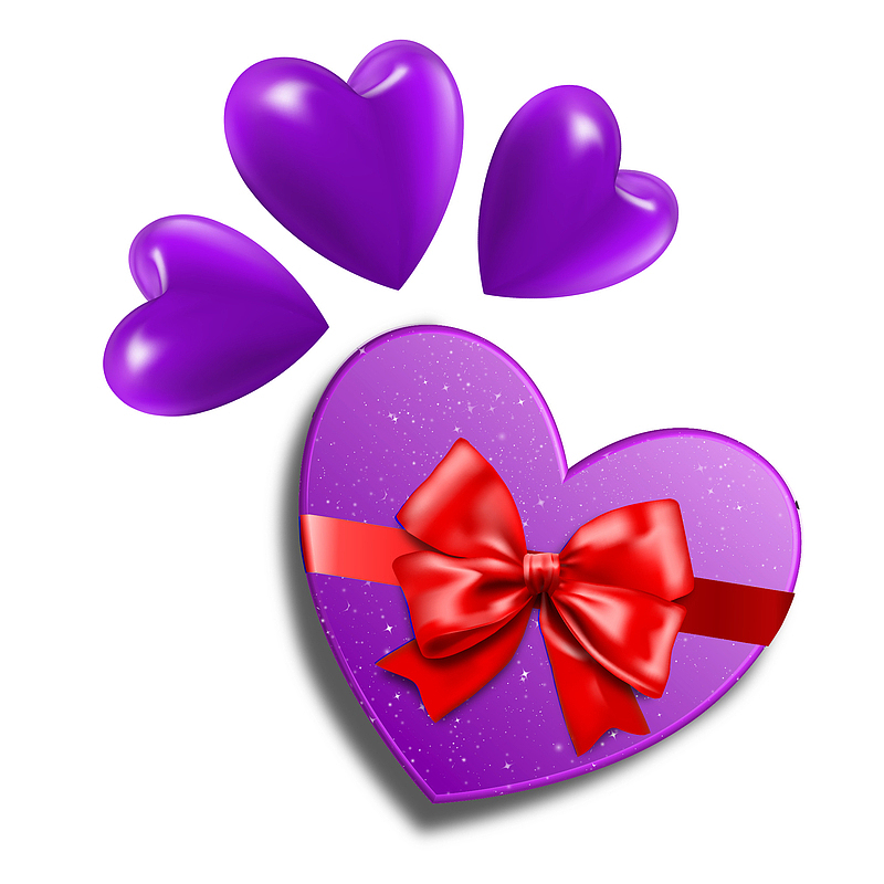 爱在情人节卡通紫色爱心装饰下载