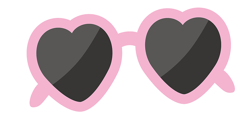 粉色爱心眼镜框素材