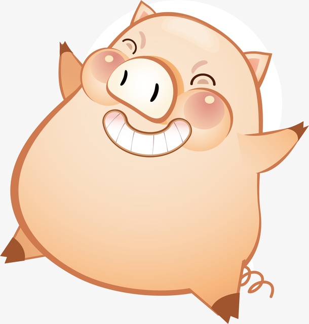 矢量卡通可爱快乐小猪