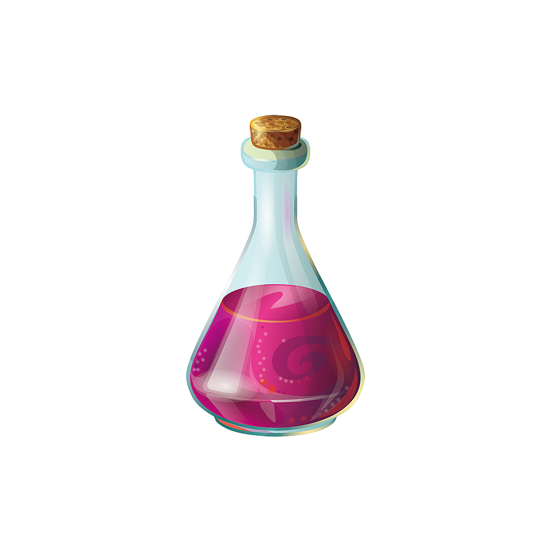矢量粉色魔法药水