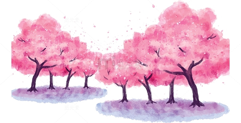 美丽手绘粉色樱花