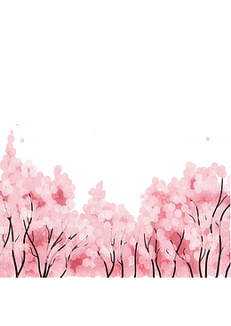 绿色小猫桃花春天主题插画