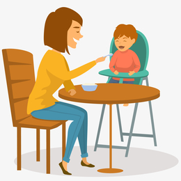 卡通插图妈妈哺乳