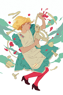 矢量爱丽丝梦游仙境插画