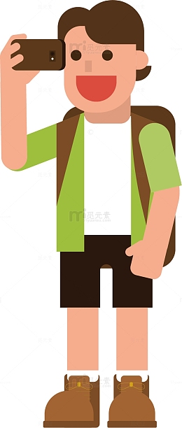 矢量图爱拍照的小男孩