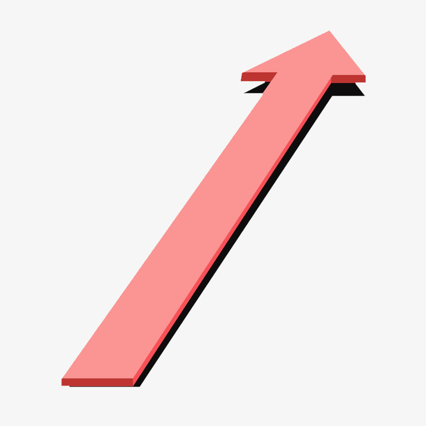 卡通粉色的上升箭头png