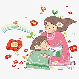 孩子和母亲爱的表达手绘温馨母亲