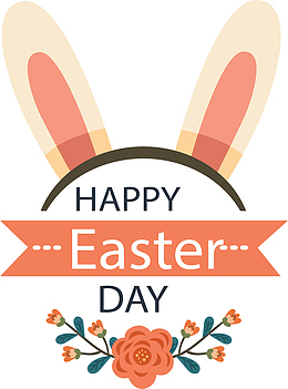 粉色兔耳朵复活节标签