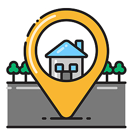 卡通位置图标和房屋