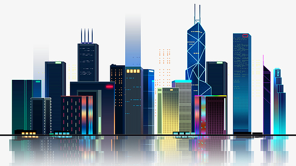 城市建筑物剪影矢量素材(1240x1240)png城市大气地图蓝色背景(1920x