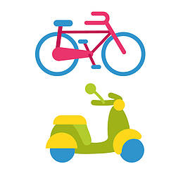 自行车摩托车旅游主题元素矢量素