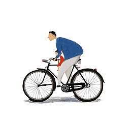 卡通手绘旅行的父子插画免抠