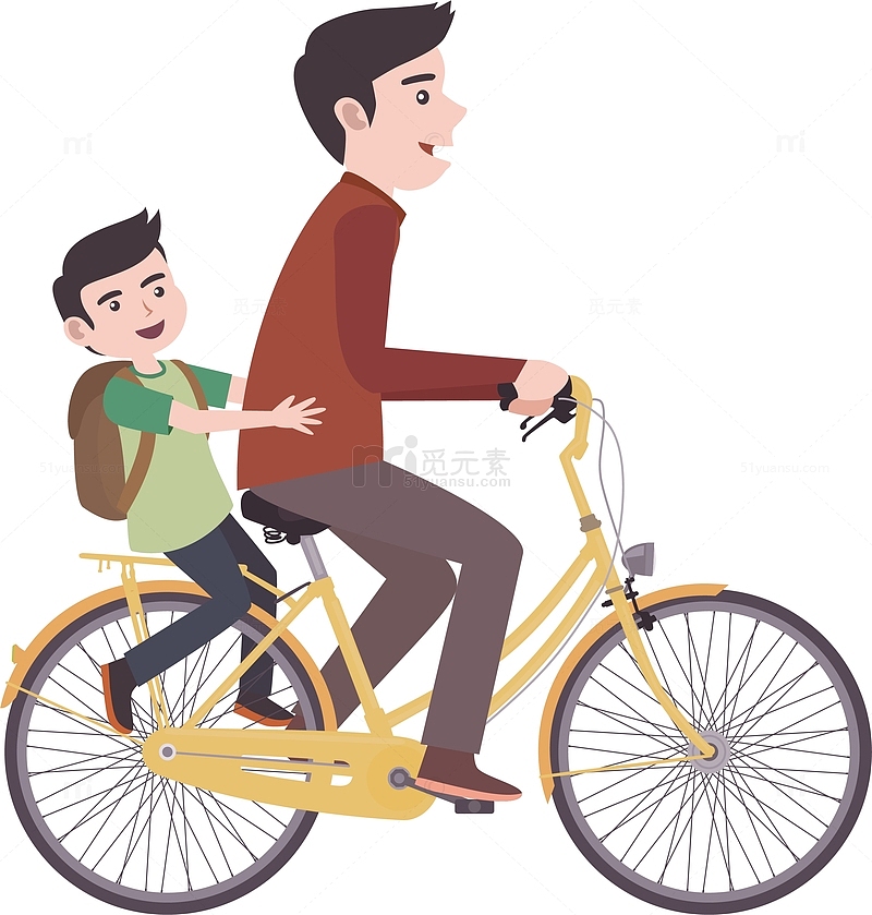 父亲儿子骑自行车矢量素材
