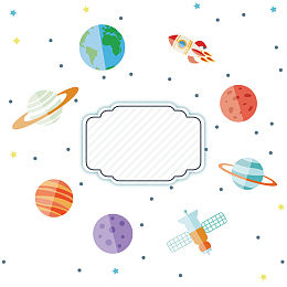 各种炫彩漂亮的星球围绕的边框矢