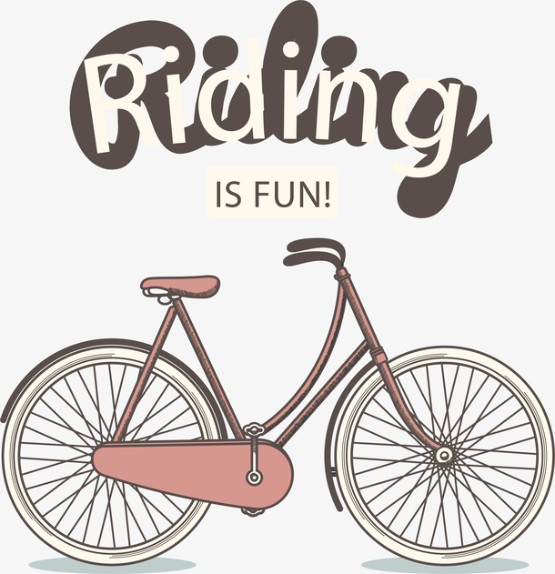 手绘老式自行车字母图案