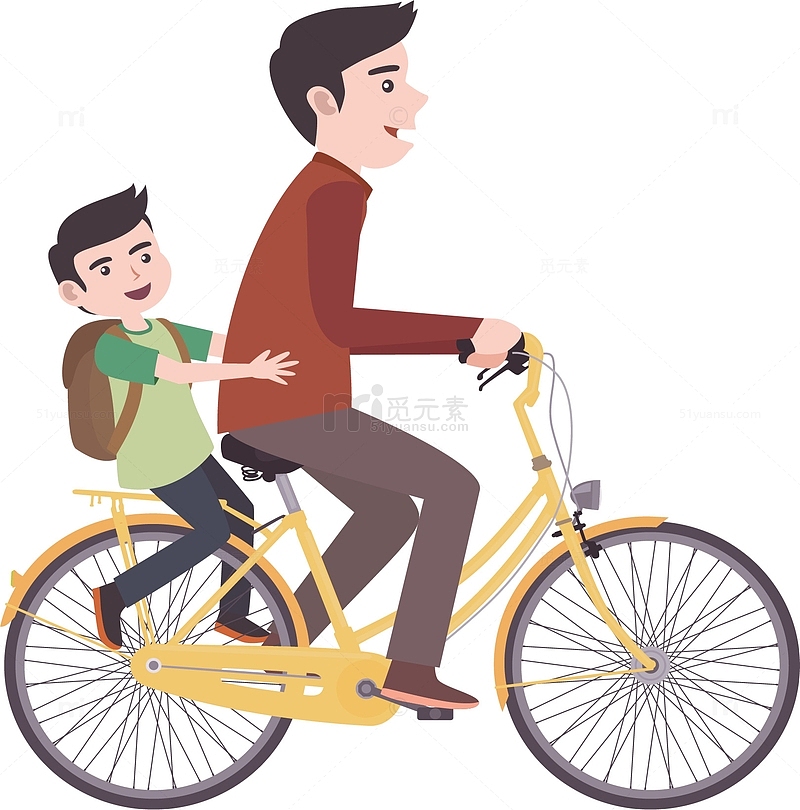 骑自行车的父子俩