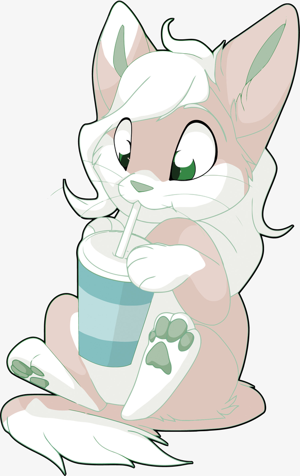 矢量喝饮料的小狐狸