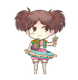 喝饮料的小女孩