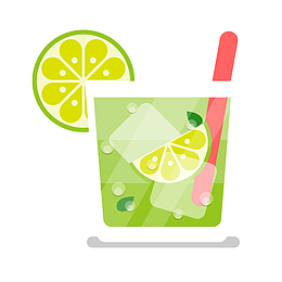 绿色卡通青柠汁矢量图