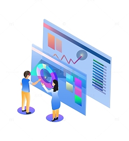 2.5D矢量科技图表插画