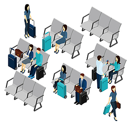 候车室的立体卡通