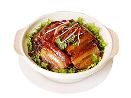白色石锅梅菜扣肉饭