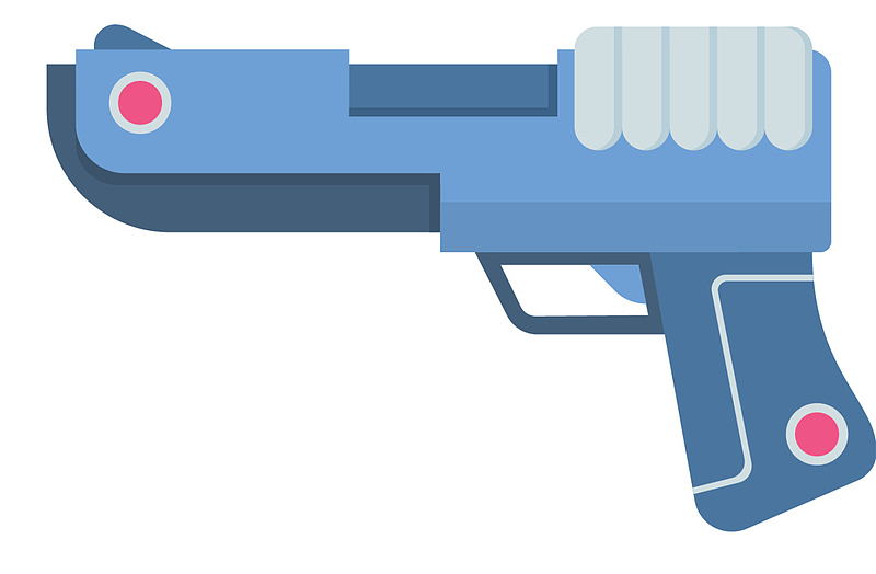 蓝色手枪扁平风格玩具