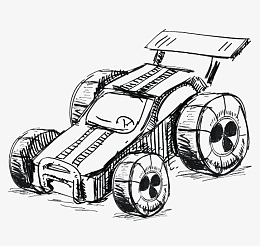 素描手绘赛车模型