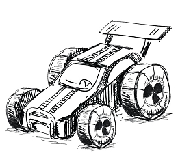 素描手绘赛车模型