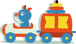 手绘卡通儿童玩具动物汽车矢量素