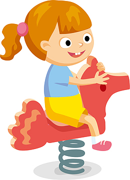 矢量图骑木马的女孩