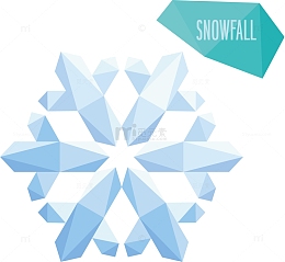 低多边形风格天气预报小雪图标矢