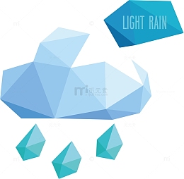 低多边形风格天气预报 阴转小雨
