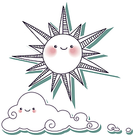 创意晴天卡通风格天气预报图标图