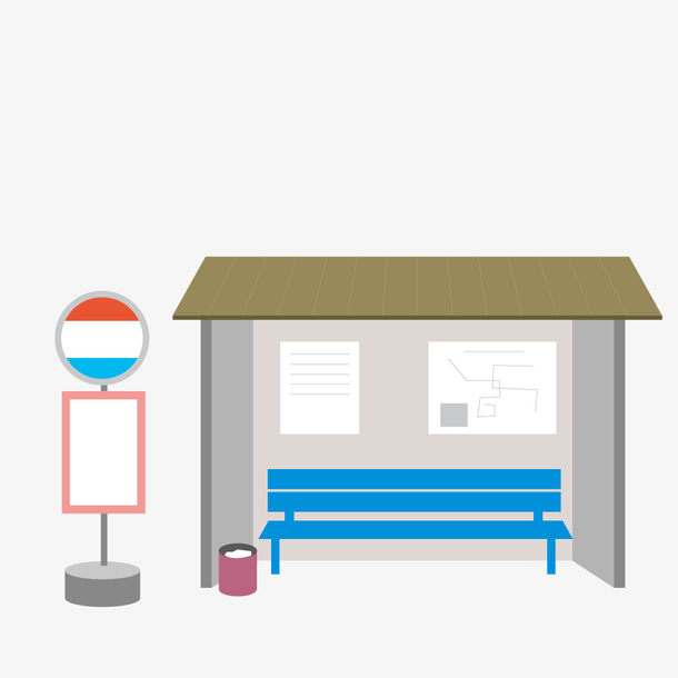 公交车停靠站卡通图